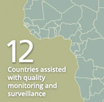 12 Countries assisted with quality monitoring and surveillance